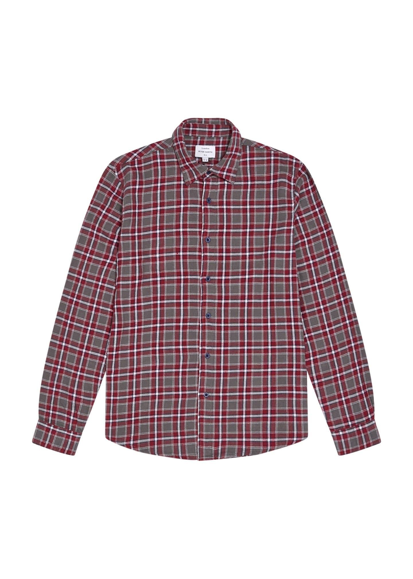 Peter Werth Peter Werth Red & Grey Checked Long Sleeve Shirt