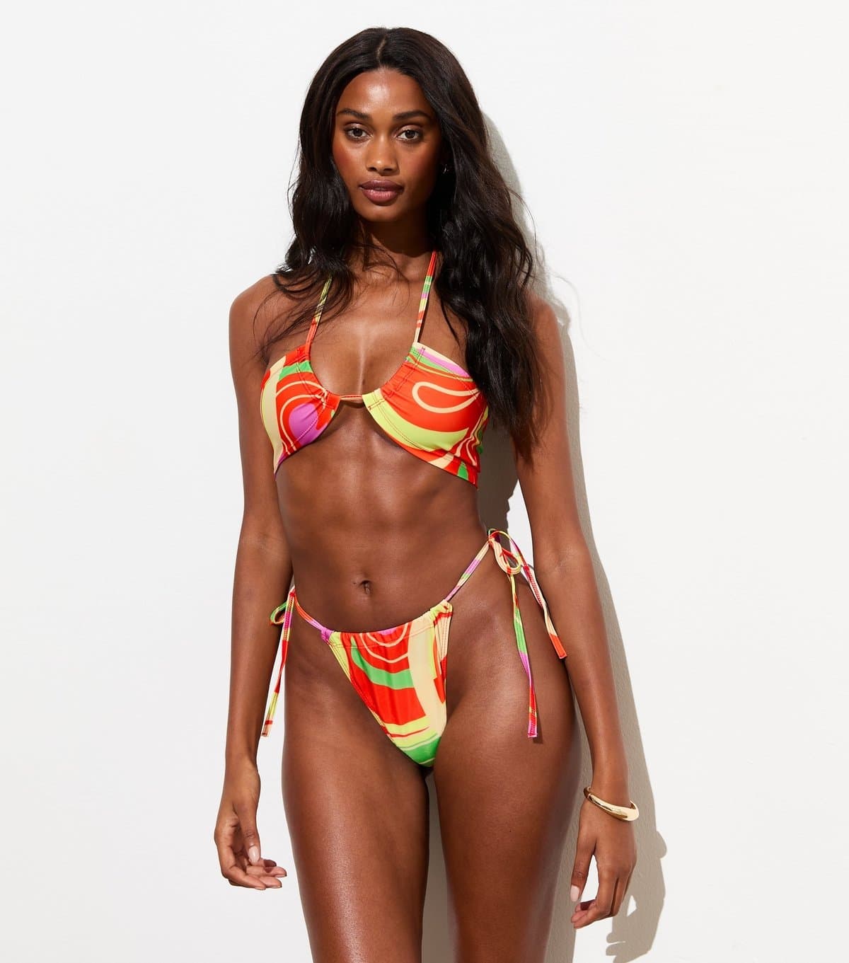 Gini London Women's Multicoloured Swirl Print Bikini Top Gini London New Look