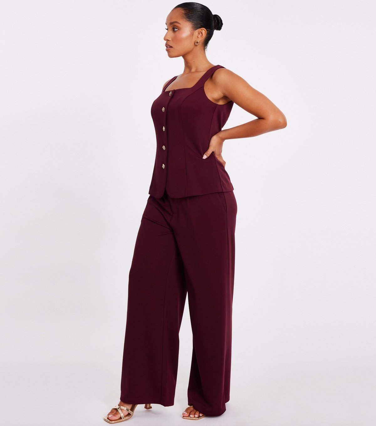 Quiz Women's Petite Burgundy Waistcoat Quiz New Look - 2