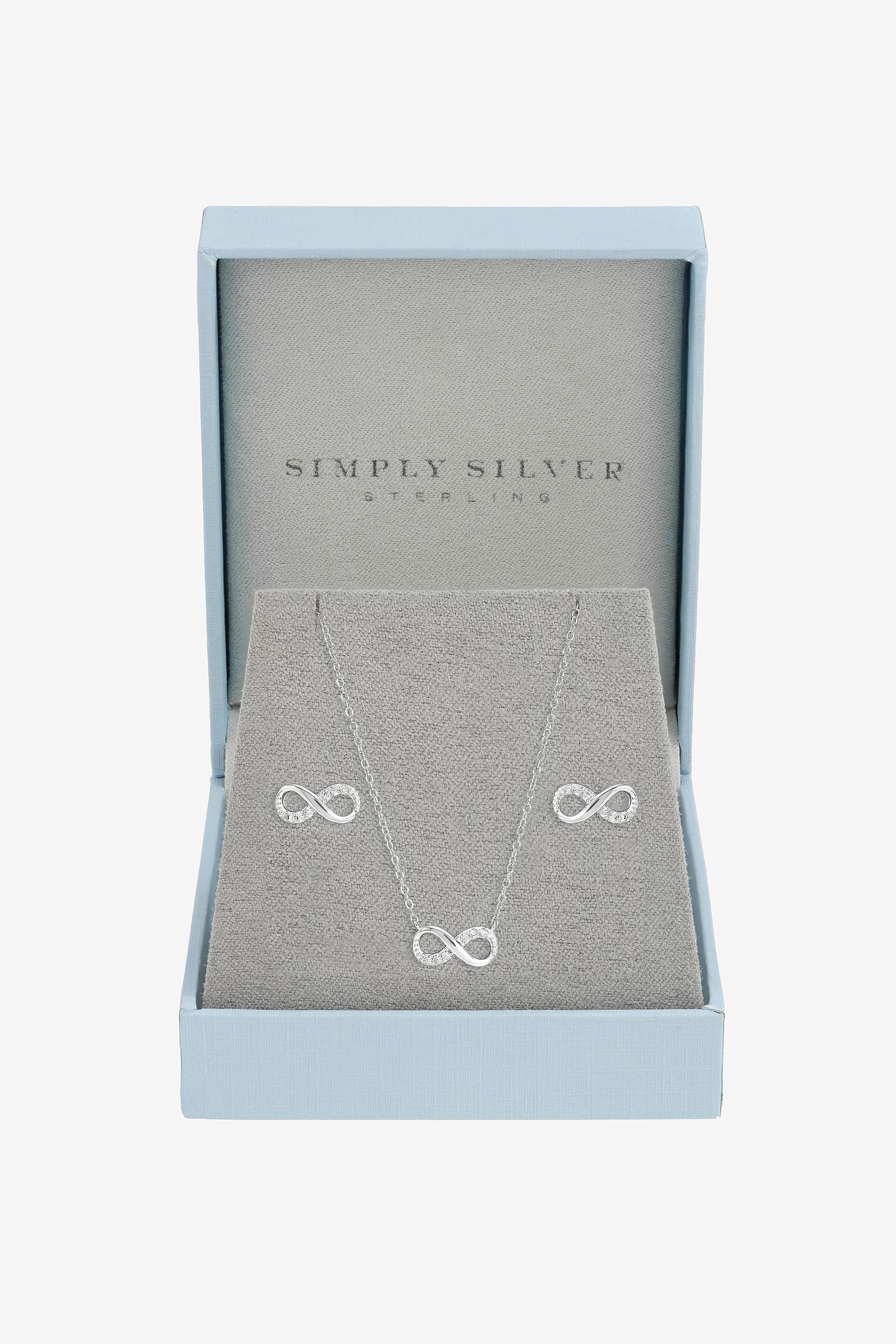 Simply Silver Simply Silver Women's Sterling Silver Plated Pave Infinity Set - Gift Box