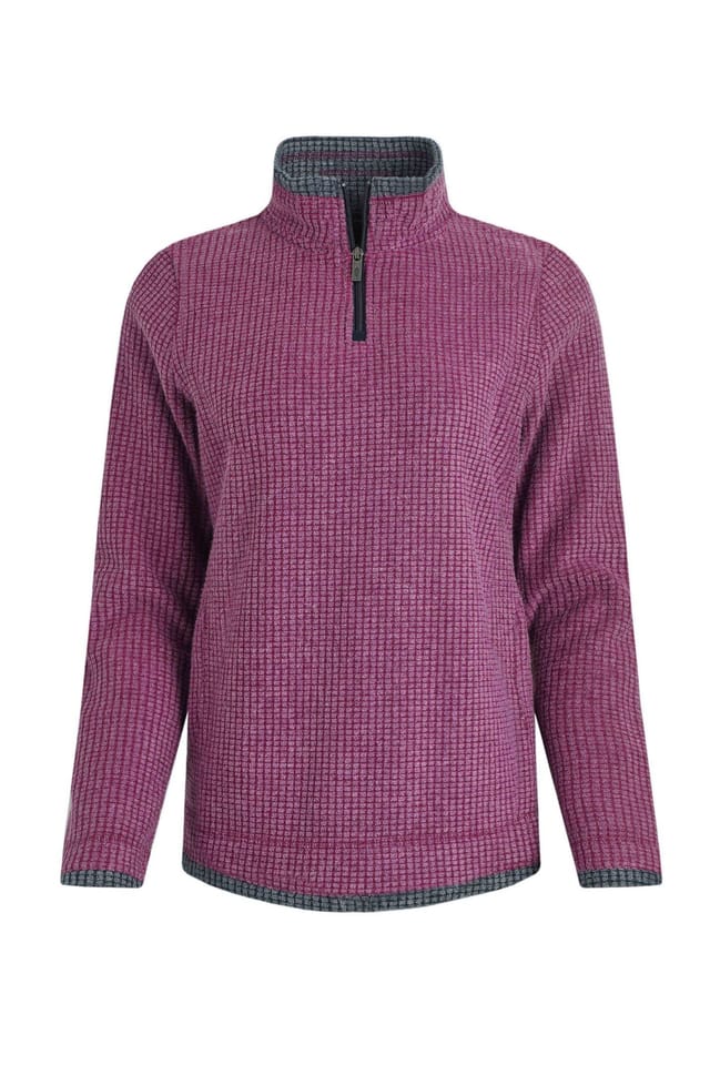 Weird Fish Weird Fish Women's Beye 1/4 Zip Grid Fleece in Purple - 2
