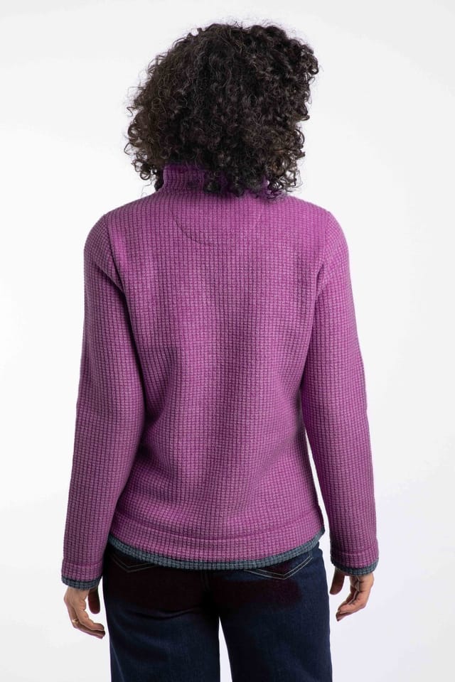 Weird Fish Weird Fish Women's Beye 1/4 Zip Grid Fleece in Purple - 3