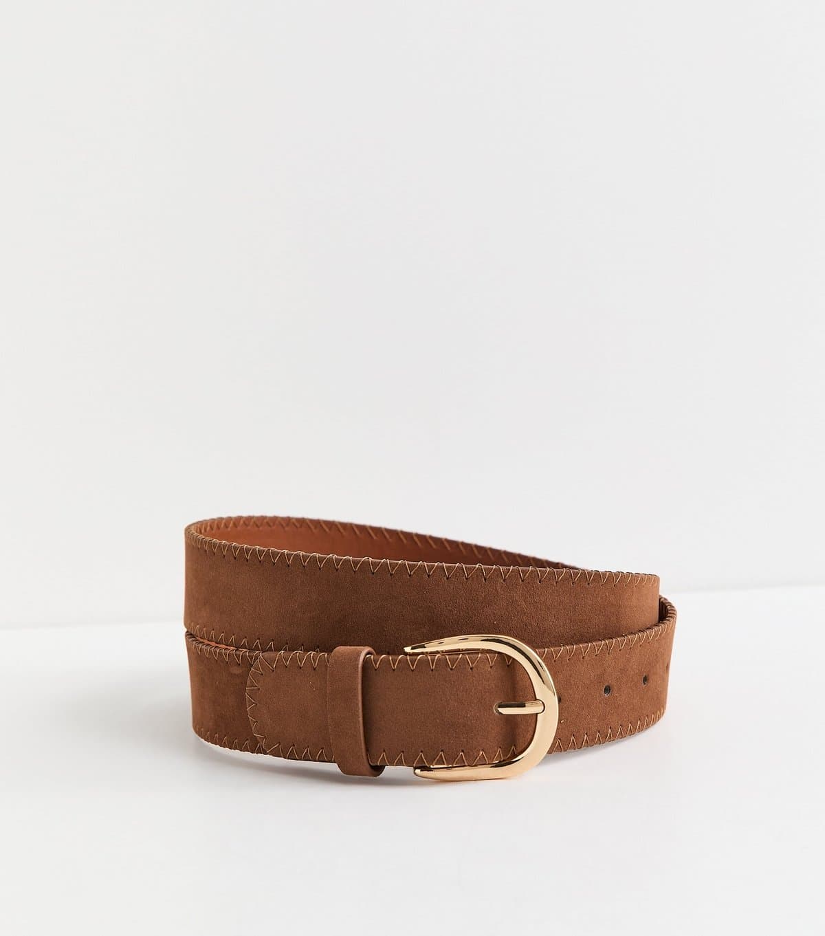 New Look New Look Tan Faux Suede Whipstitch Stitch Belt