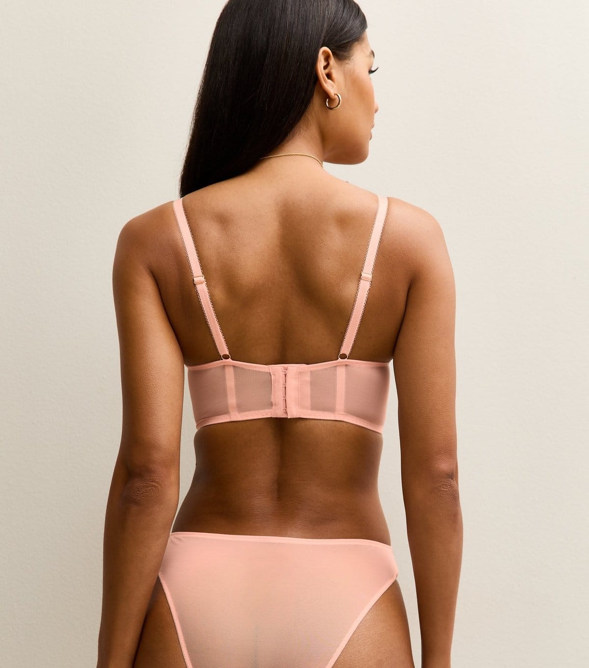 New Look Women's Pink Floral Print Eyelash Lace Trim Longline T-Shirt Bra New Look - 4