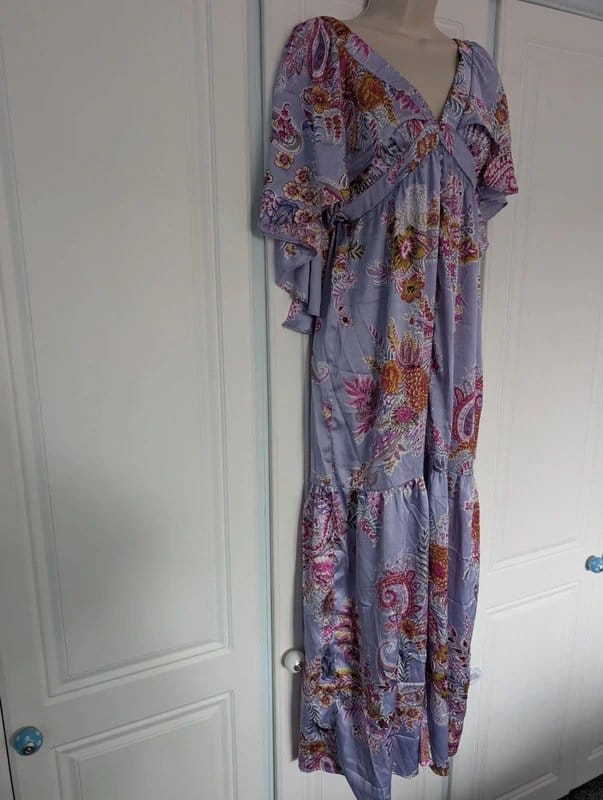 ASOS Lilac Floral Satin Maxi Dress Size 8