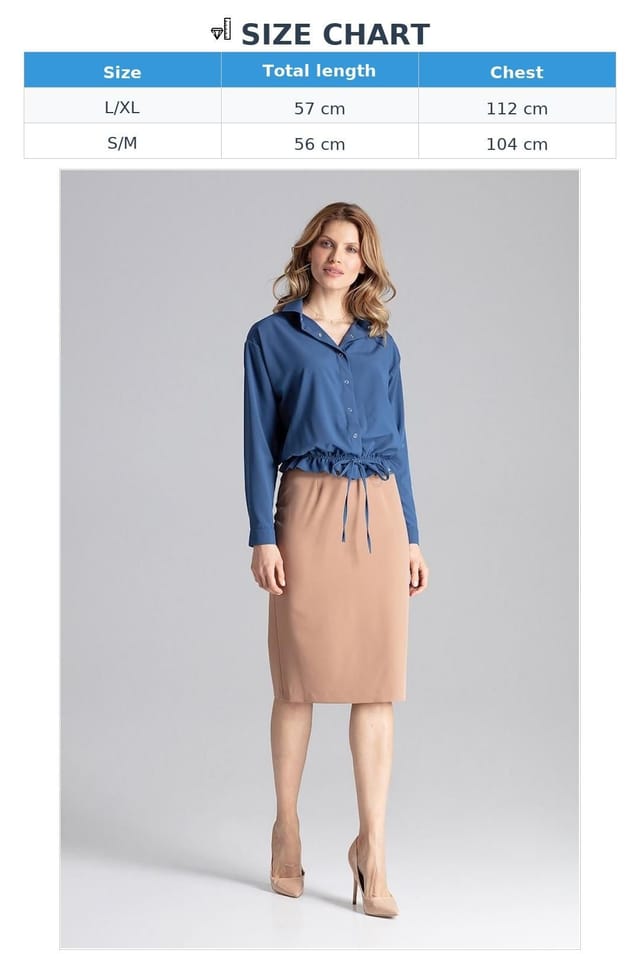 Love Lace Love Lace Women's Long Sleeve Tie Waist Shirt with Silver Snaps in Blue - 3