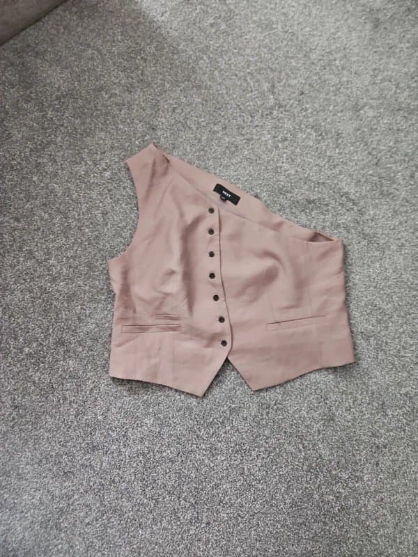 Next Next One Shoulder Waistcoat | Mink Brown / Beige | New Without Tags Size 16