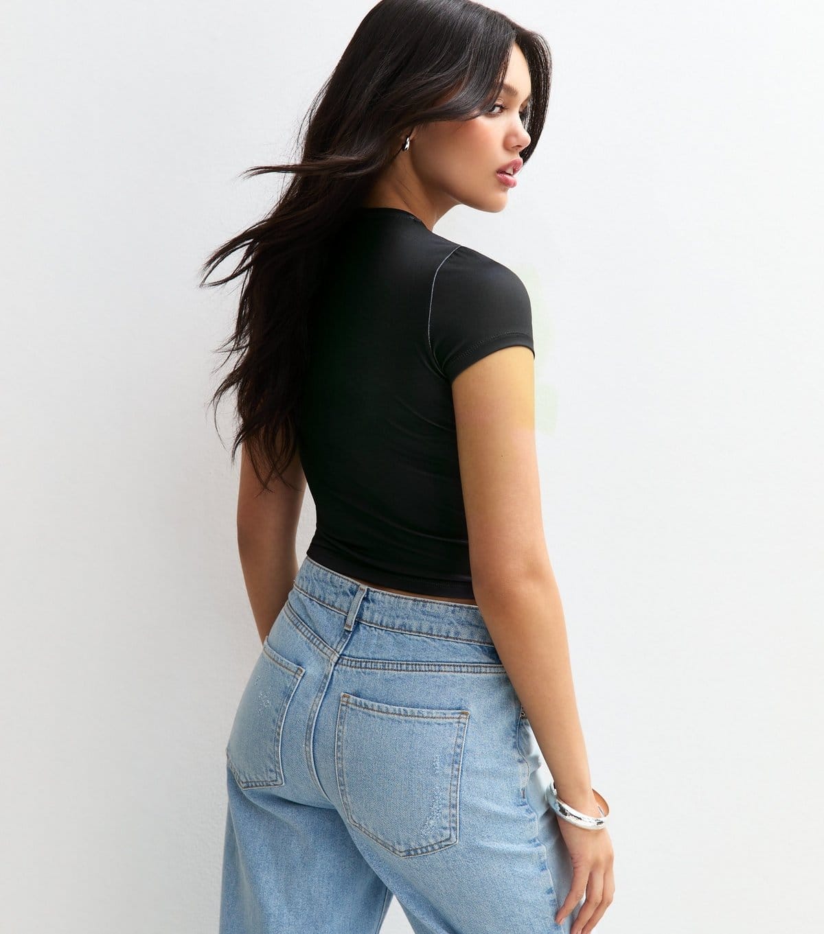 New Look Women's Black Lily Graphic Print Baby Tee T-Shirt New Look - 4