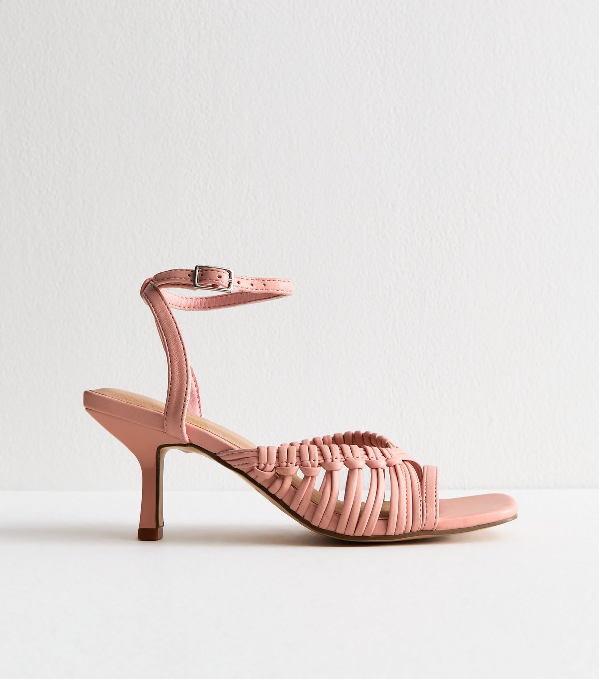 New Look Women's Pink Woven Strap Faux Leather Sandals Vegan New Look - 2