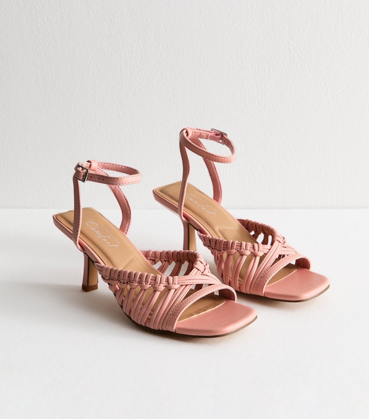 New Look Women's Pink Woven Strap Faux Leather Sandals Vegan New Look - 3