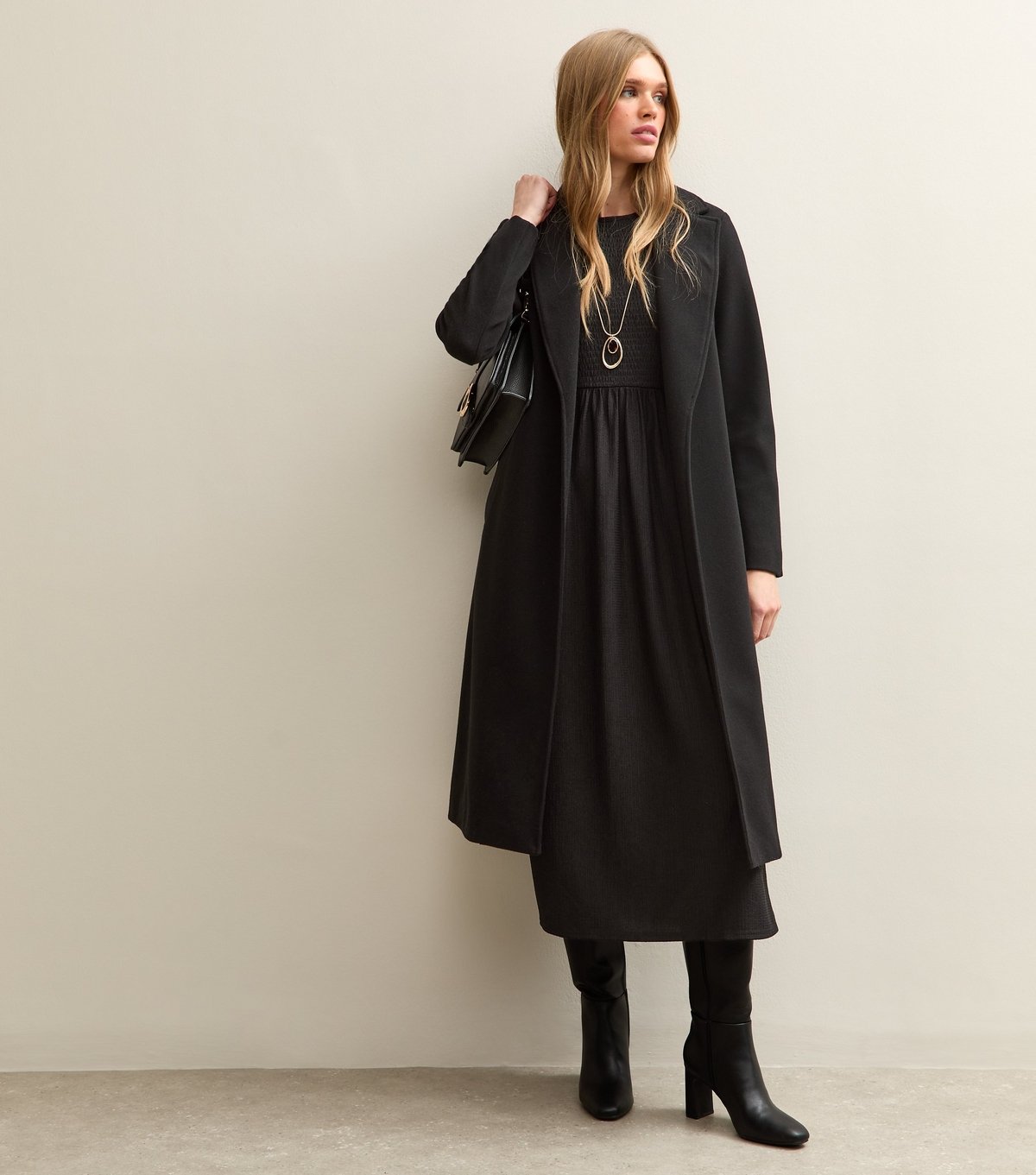 New Look Women's Black Crinkled Jersey Puff Sleeve Smock Midi Dress New Look - 3