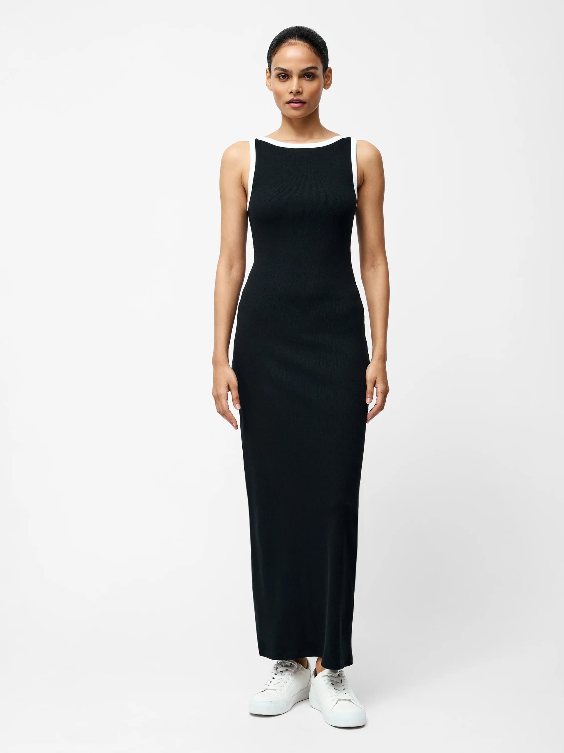 French Connection Rassia Slash Neck Dress Black/white