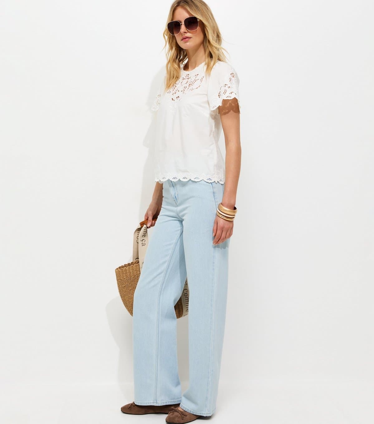 New Look Women's Tall Light Blue High Waist Adalae Wide Leg Jeans New Look