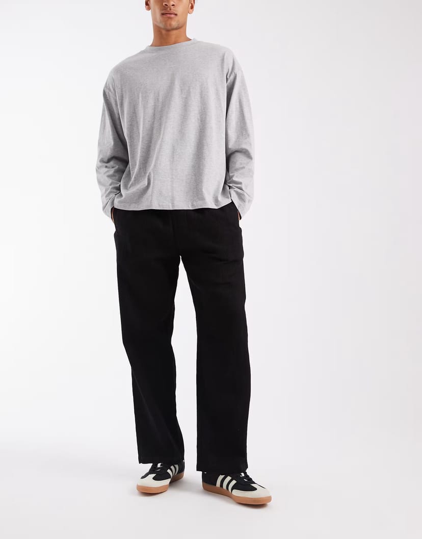 ASOS Jack & Jones crinkle loose trousers in black - 1
