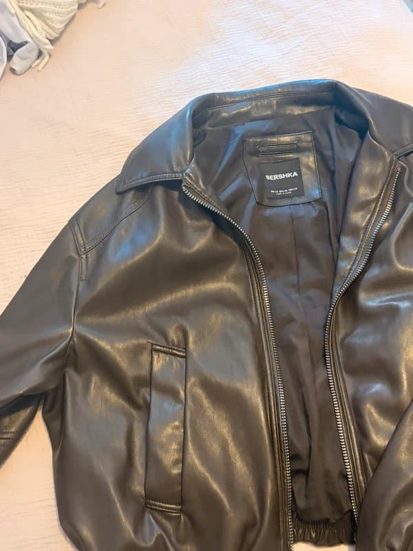 Bershka Bershka Brown Faux Leather Bomber Jacket - Size XS - Worn Once, Like New 🤎