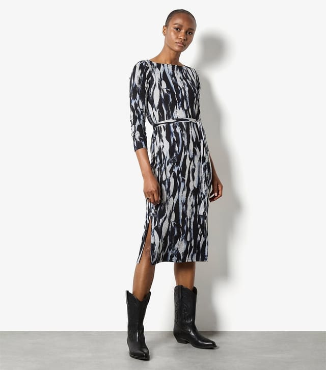 Apricot Women's Blue Brushstroke Columns Midi Dress Apricot New Look - 2