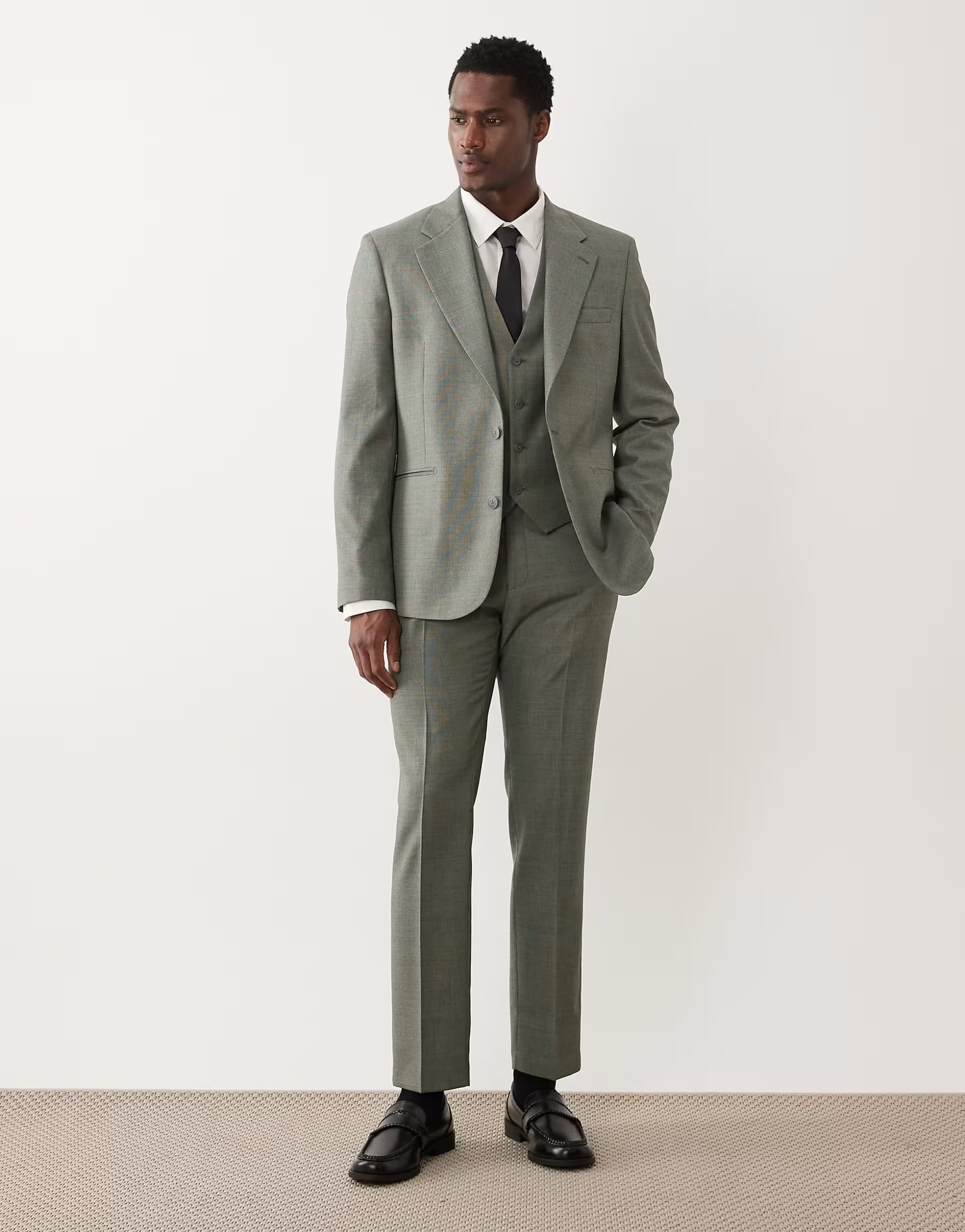 ASOS ASOS DESIGN slim suit trousers in mid green washable wool blend
