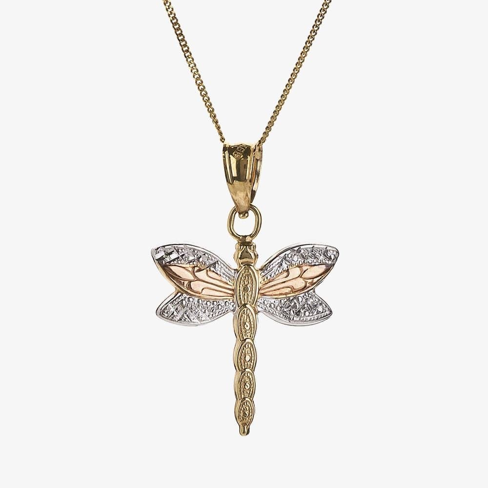 T.H.Baker T.H.Baker Women's 9ct 3 Colour Dragonfly Pendant 3.63.1103 in Gold