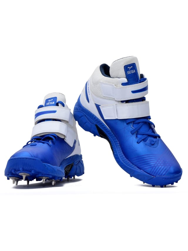 QUIVE QUIVE Men's Bold Cricket Shoes Metal Spikes in Blue - 2