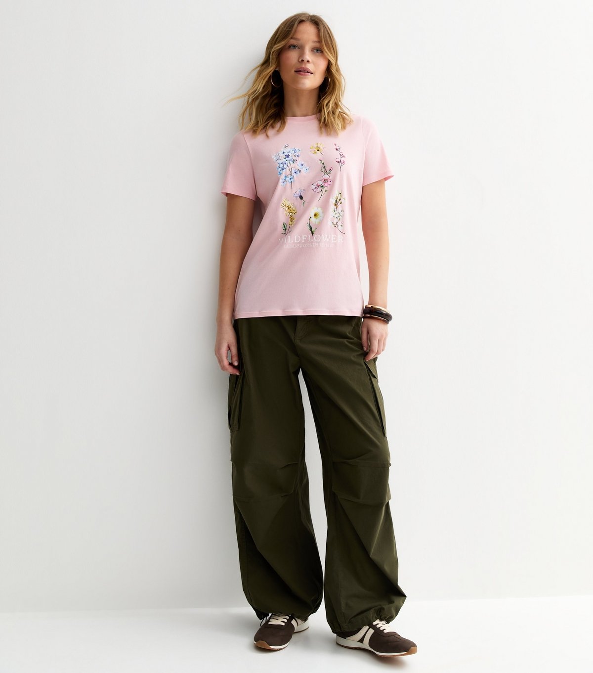 New Look Women's Light Pink Cotton Wildflower Print T-Shirt New Look - 3
