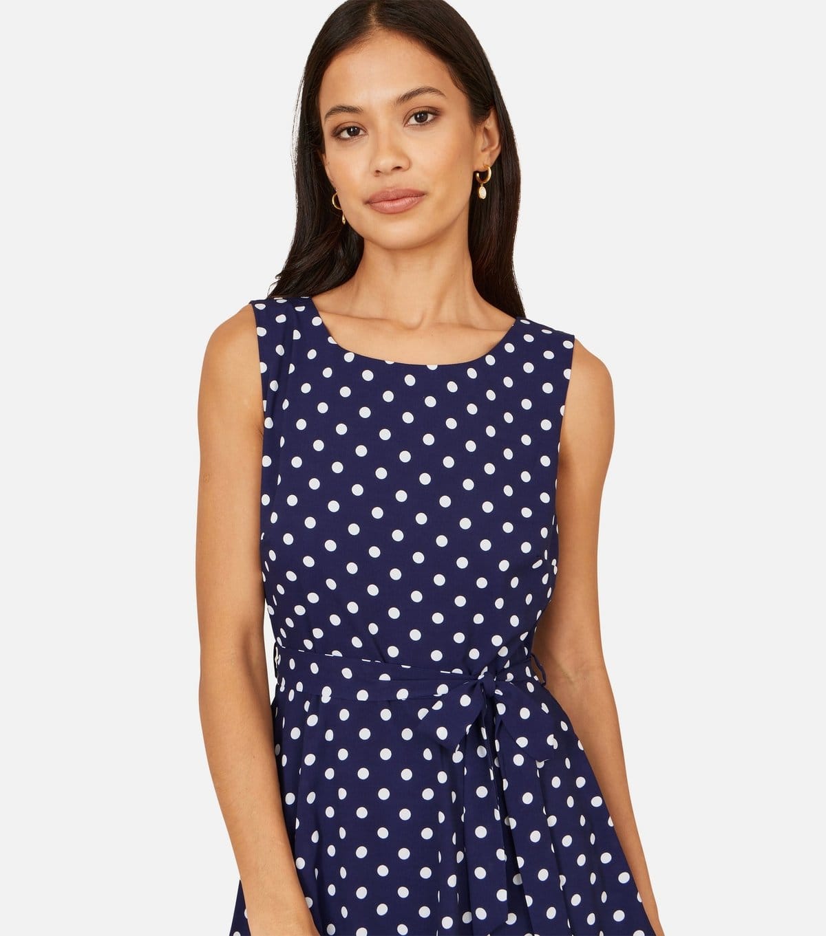 Yumi Women's Navy Spot Print Tiered Midi Dress Yumi New Look - 4