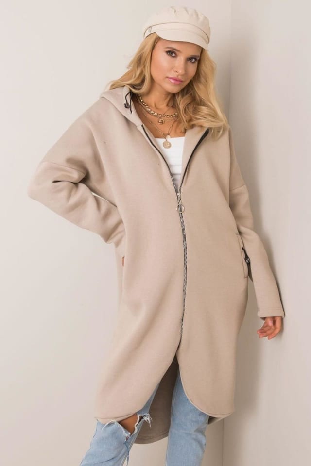 Love Lace Love Lace Women's Extended Cut Zip Hooded Sweatshirt Style 168764 in Beige - 3