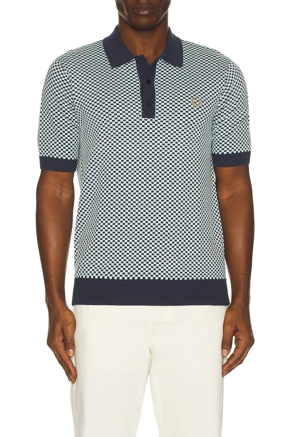 revolve Chequerboard Knitted Polo Shirt - 1