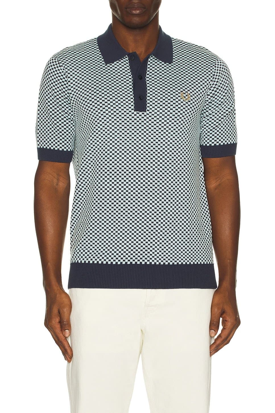 revolve Chequerboard Knitted Polo Shirt
