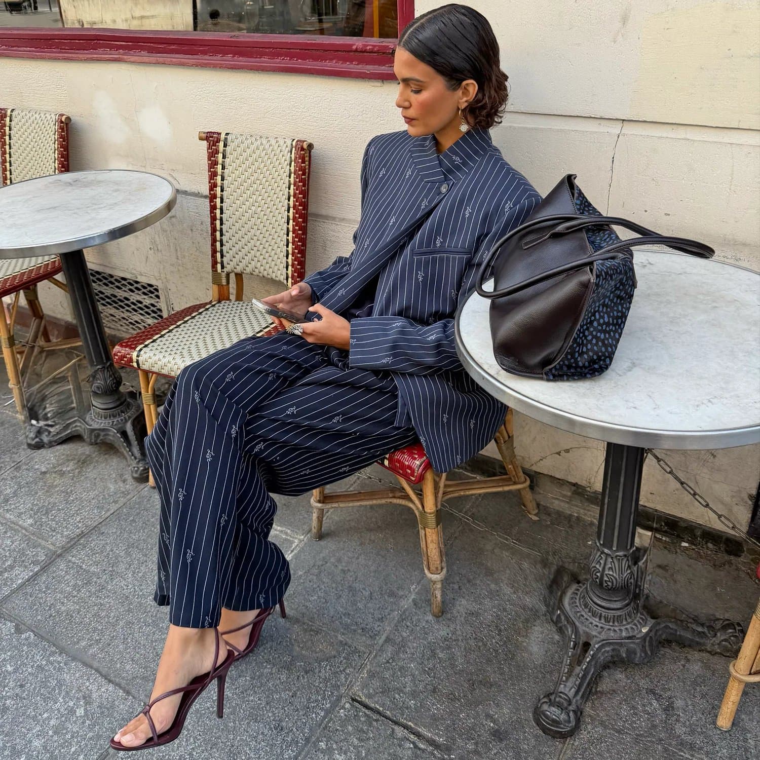 Never Fully Dressed Navy Pinstripe Fold Over Blazer Petite