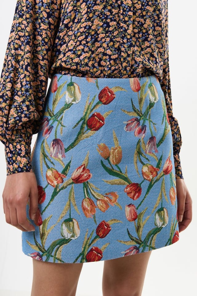 Louche Louche Women's Aubin Tulip Jacquard A-line Mini Skirt - Blue - 2