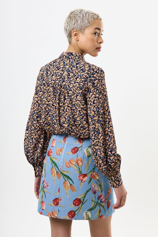 Louche Louche Women's Aubin Tulip Jacquard A-line Mini Skirt - Blue - 3