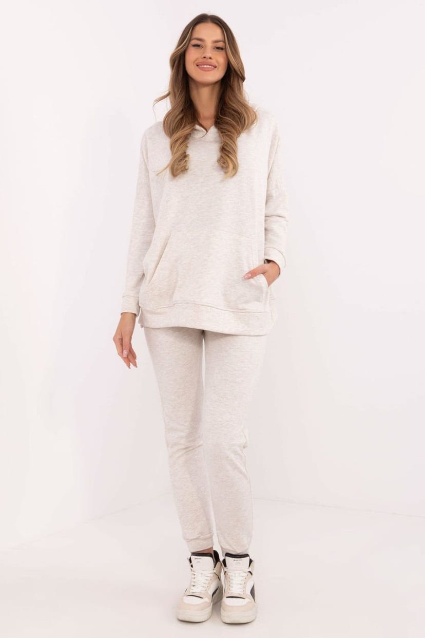 Love Lace Love Lace Women's Cotton Polyester Tracksuit Set Kangaroo Pocket Style 206127 in Beige - 1