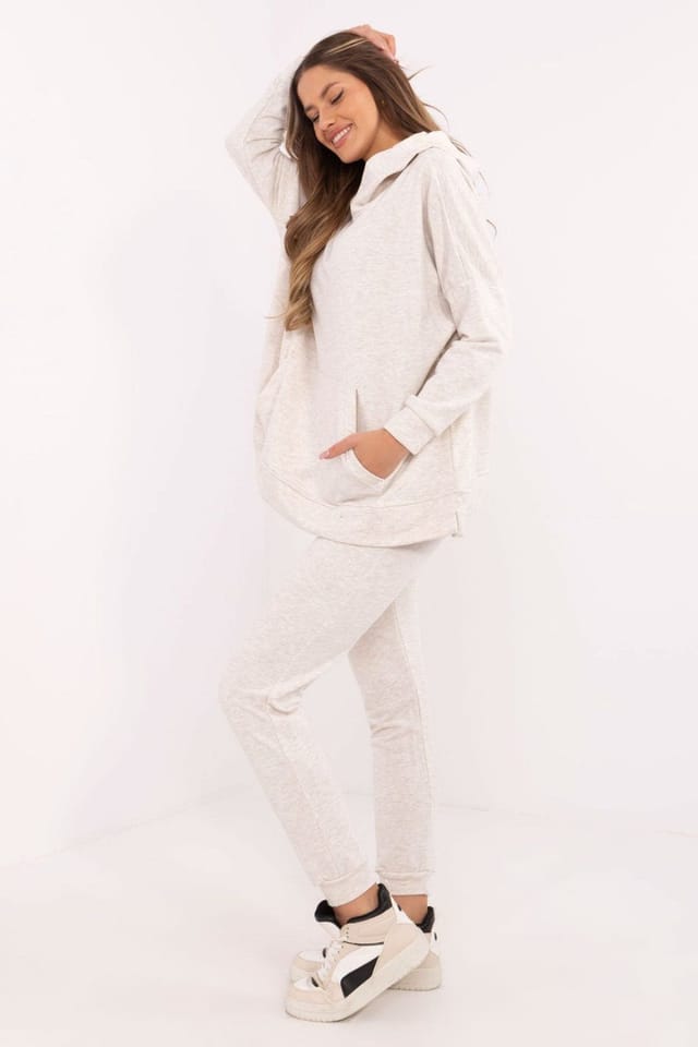 Love Lace Love Lace Women's Cotton Polyester Tracksuit Set Kangaroo Pocket Style 206127 in Beige - 2