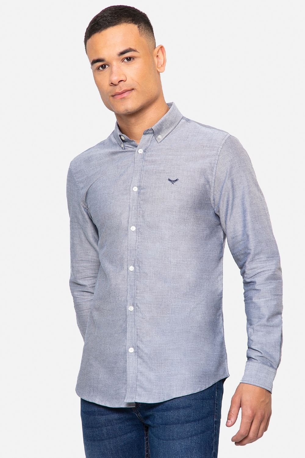 Threadbare Threadbare Men's Oxford Cotton 'Beacon' Long Sleeve Shirt in Blue - 2