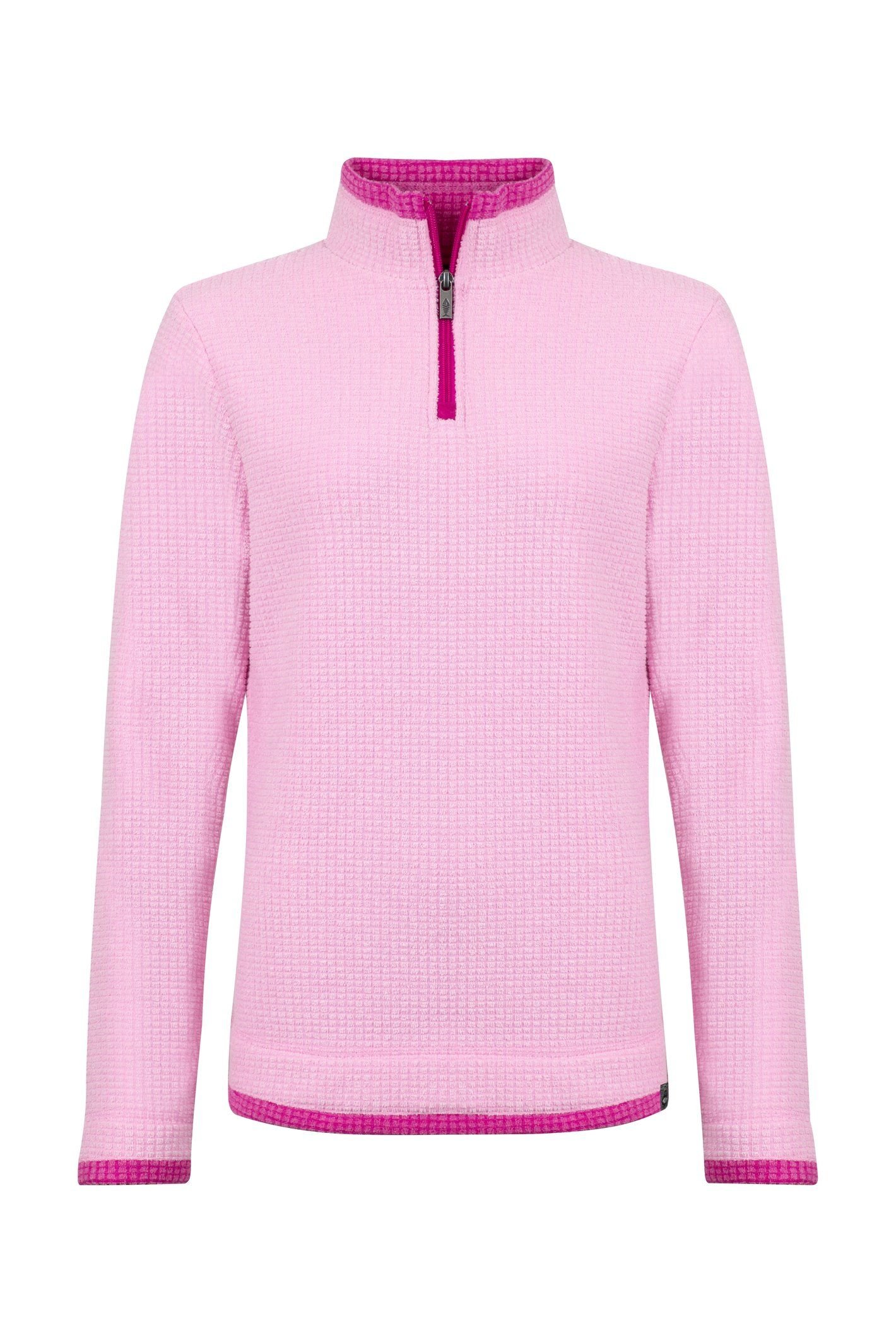 Weird Fish Weird Fish Women's Beye 1/4 Zip Grid Fleece in Pink - 2