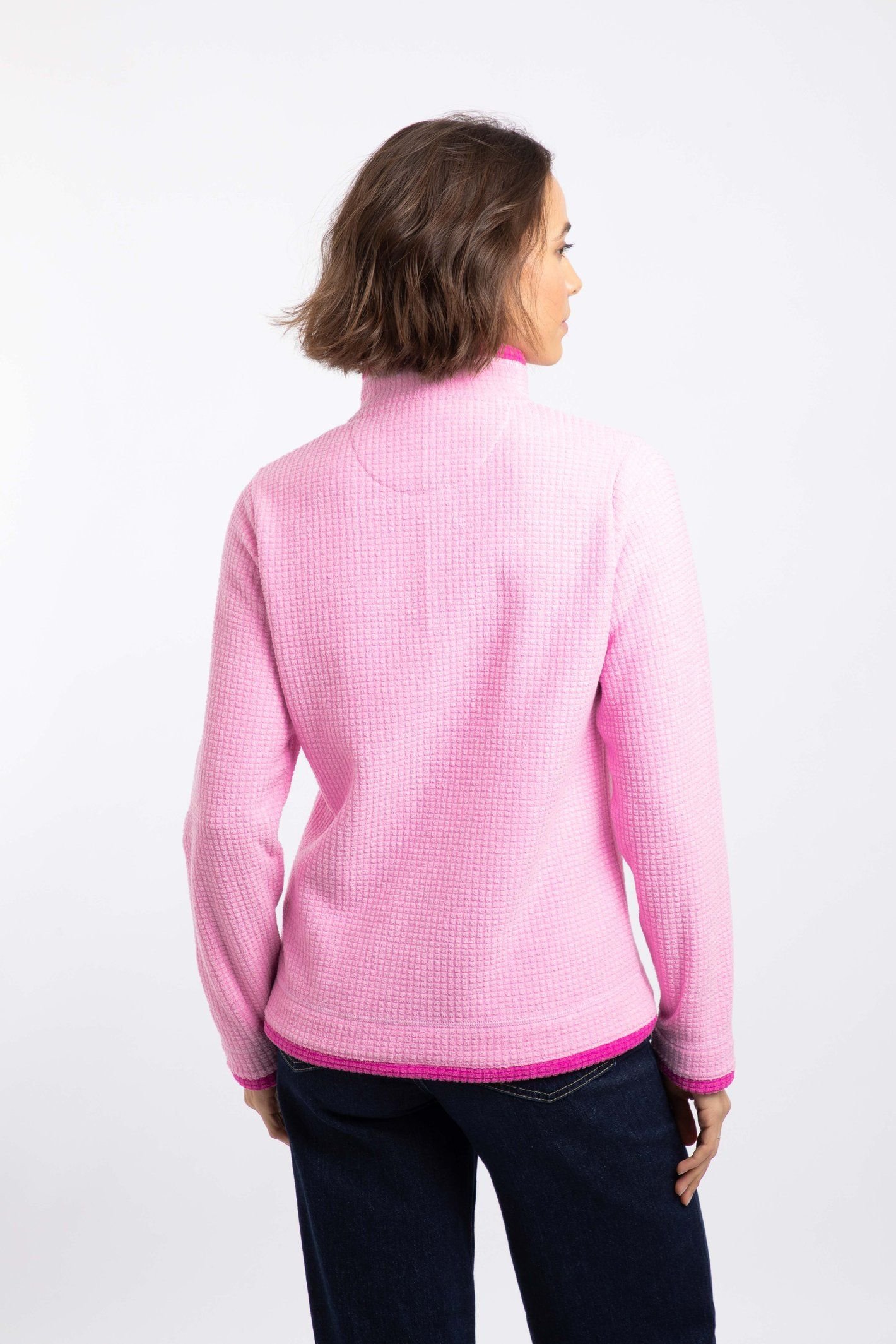 Weird Fish Weird Fish Women's Beye 1/4 Zip Grid Fleece in Pink - 3