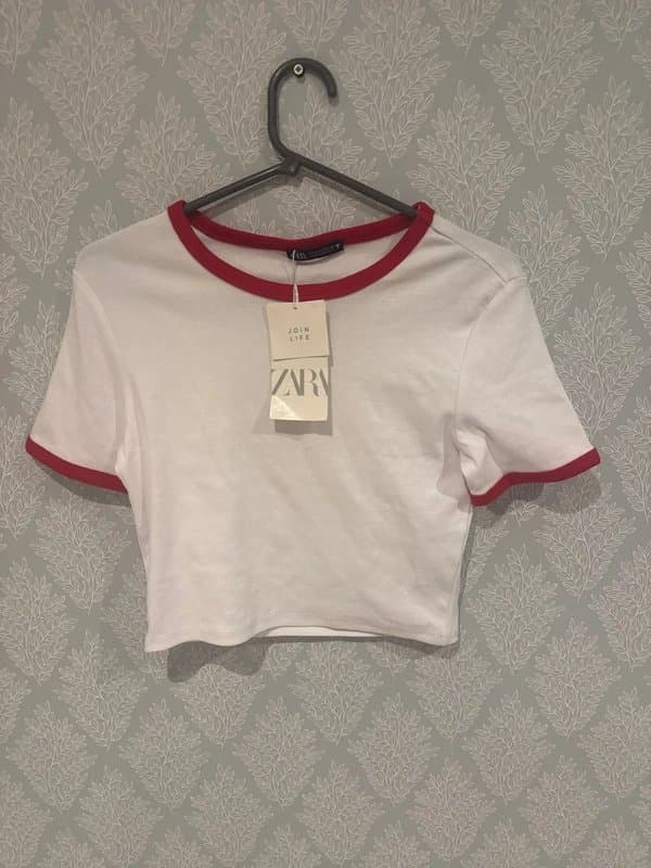 Zara Zara cropped ringer t-shirt