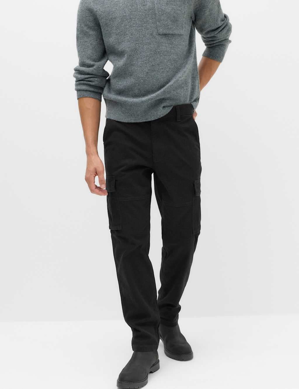 Marks & Spencer M&S Straight Fit Cargo Trousers Black