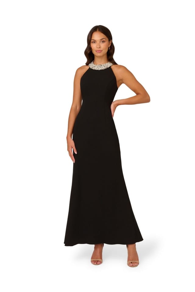 Adrianna Papell Adrianna Papell Women's Beaded Halter Gown in Black - 2
