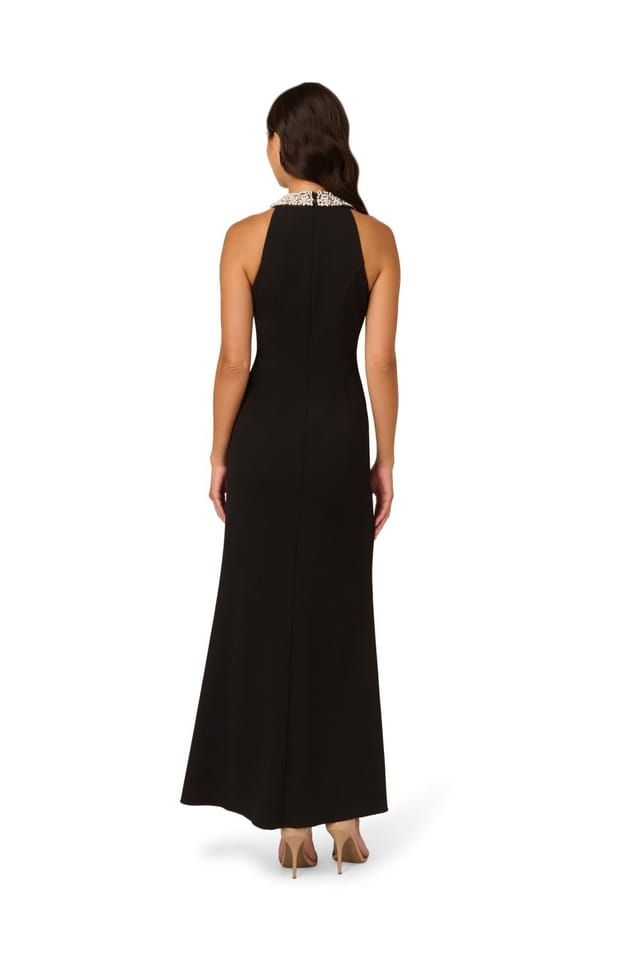 Adrianna Papell Adrianna Papell Women's Beaded Halter Gown in Black - 3