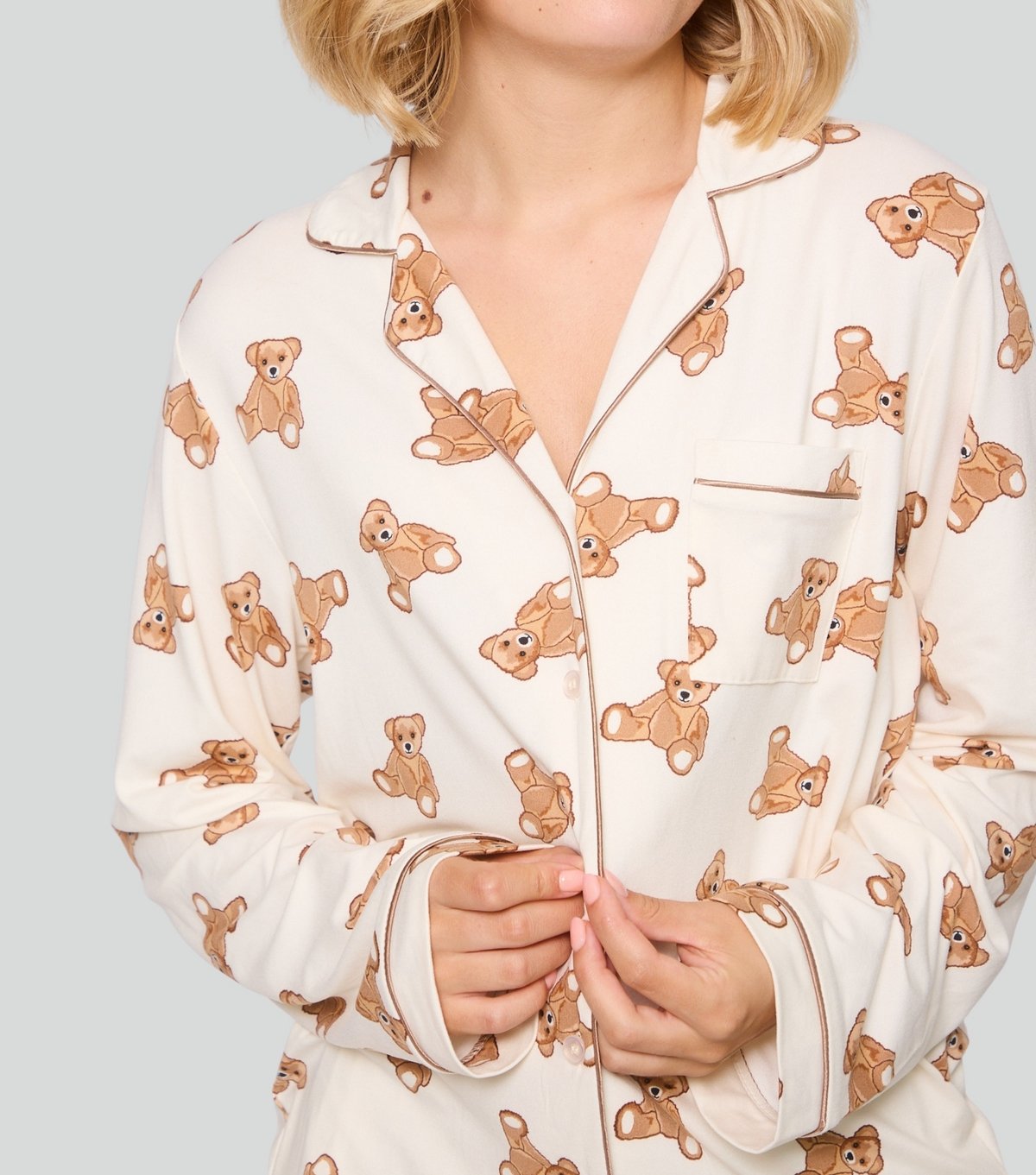 Loungeable Women's Cream Teddy Bear Pyjama Set Loungeable New Look - 3