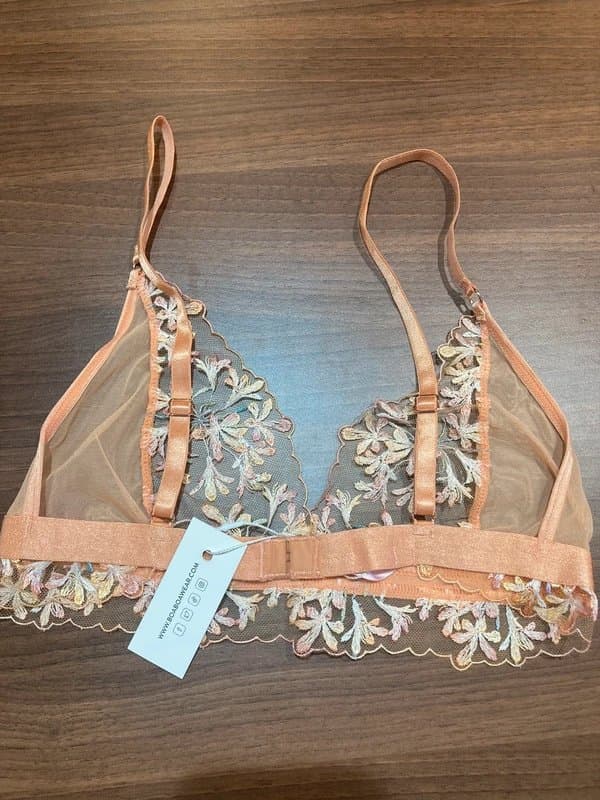 boa boa Boa Boa Floral Embroidered Mesh Bralette – Small – BNWT