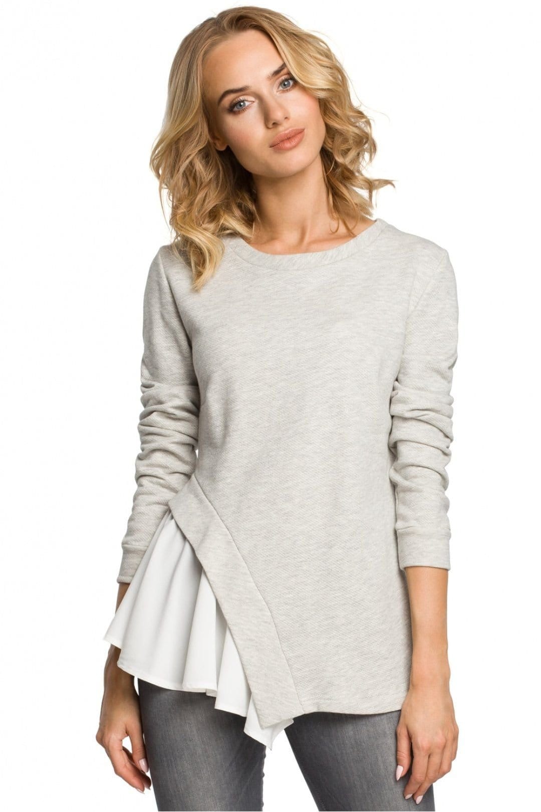 Love Lace Grey Asymmetrical Rib Knit Blouse