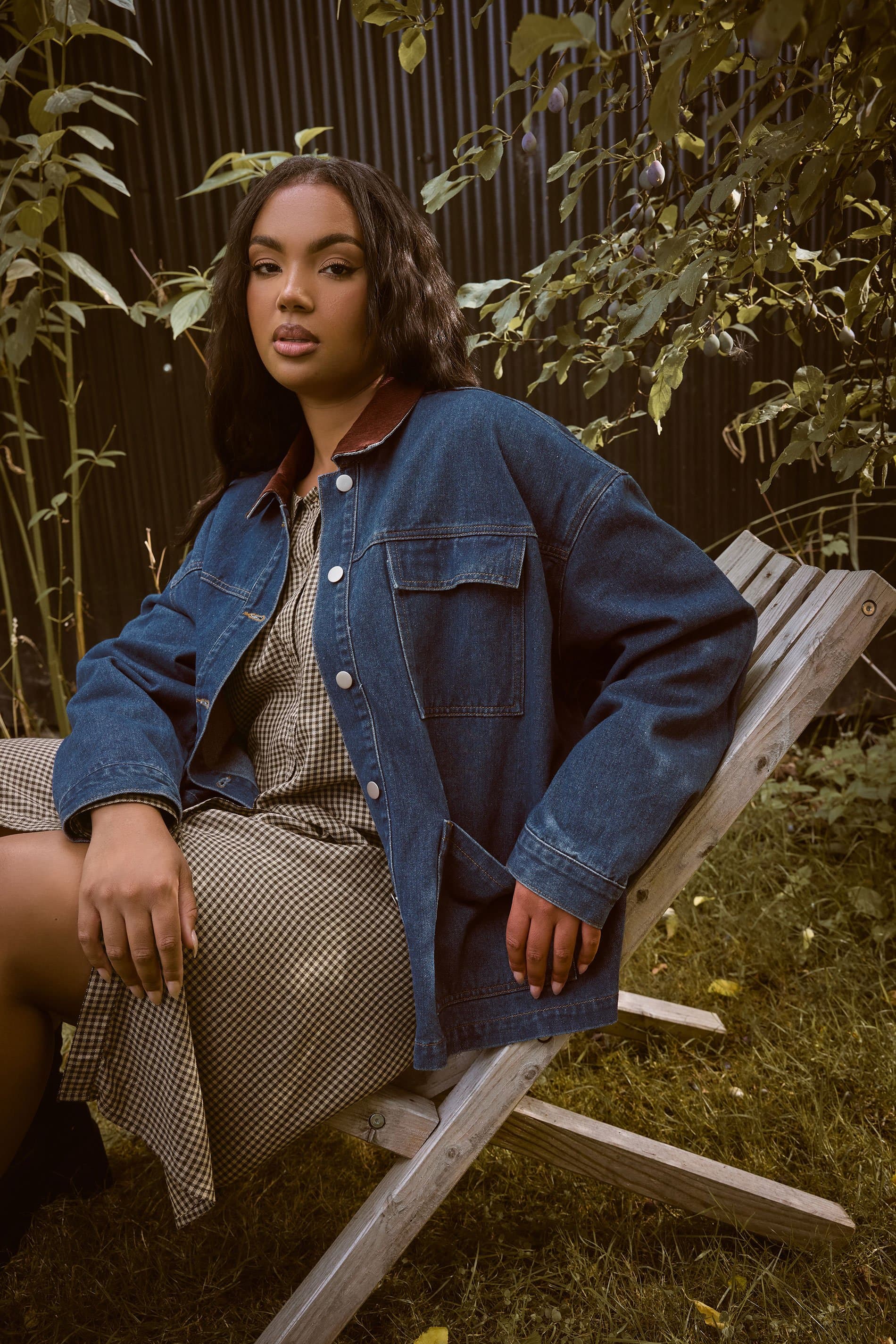Yours Plus Size Blue Cord Utility Denim Jacket