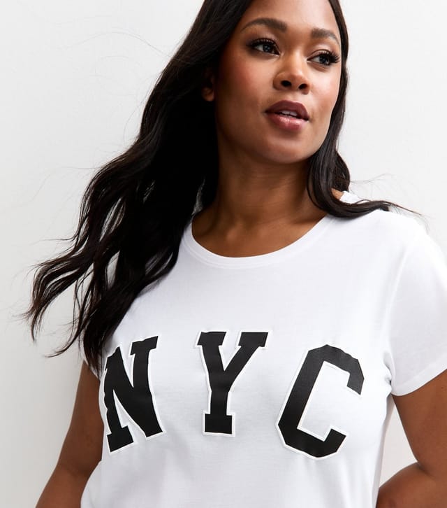 New Look Women's Plus Size White NYC Slogan Print T-Shirt Curves New Look - 2