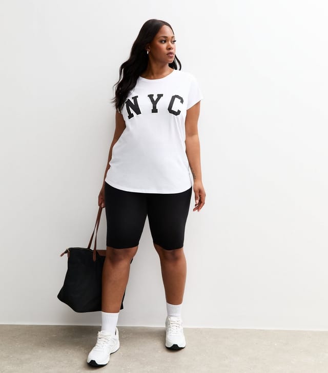 New Look Women's Plus Size White NYC Slogan Print T-Shirt Curves New Look - 3
