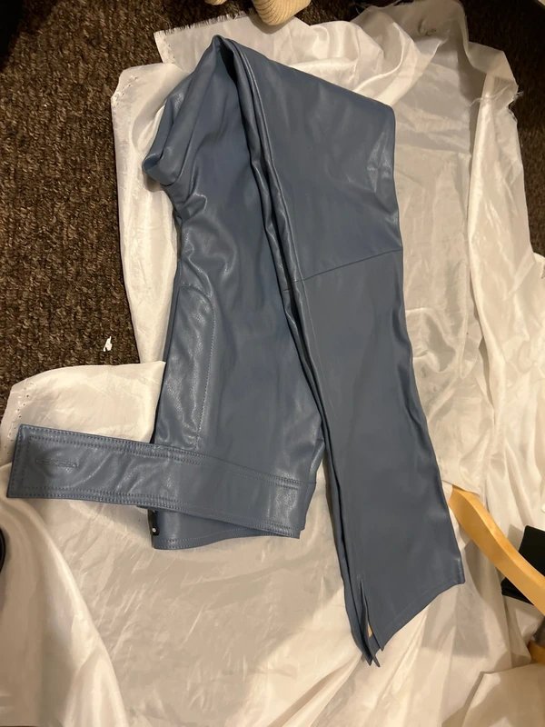 ASOS ASOS Blue Faux Leather Pants – Sleek Fit, Size 10 - 1