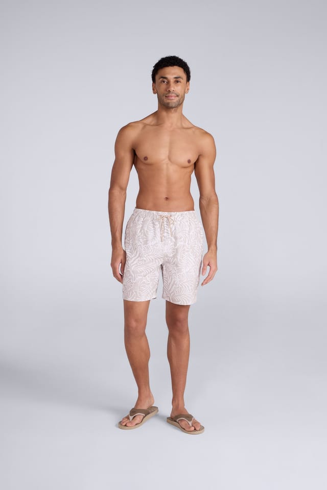 Animal Animal Men's 'Deep Dive' Lightweight Elastic Waist Quick Dry Printed Boardshorts in Light Beige - 3