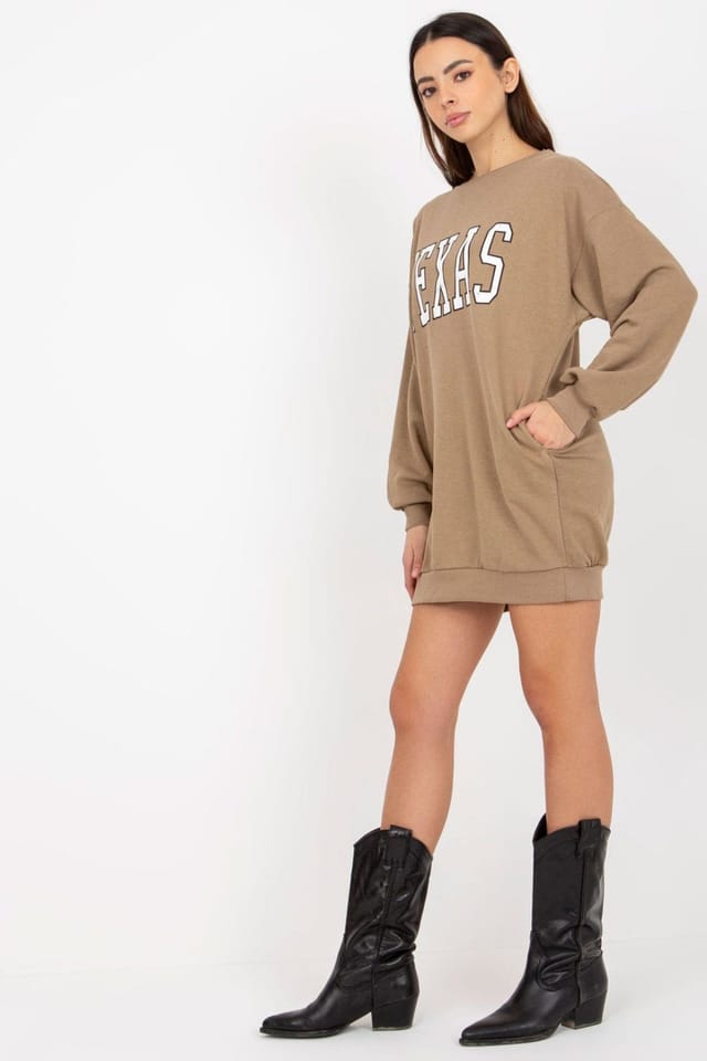 Love Lace Love Lace Women's Long Casual Cotton Polyester Sweatshirt Pockets Style 216172 in Beige - 2
