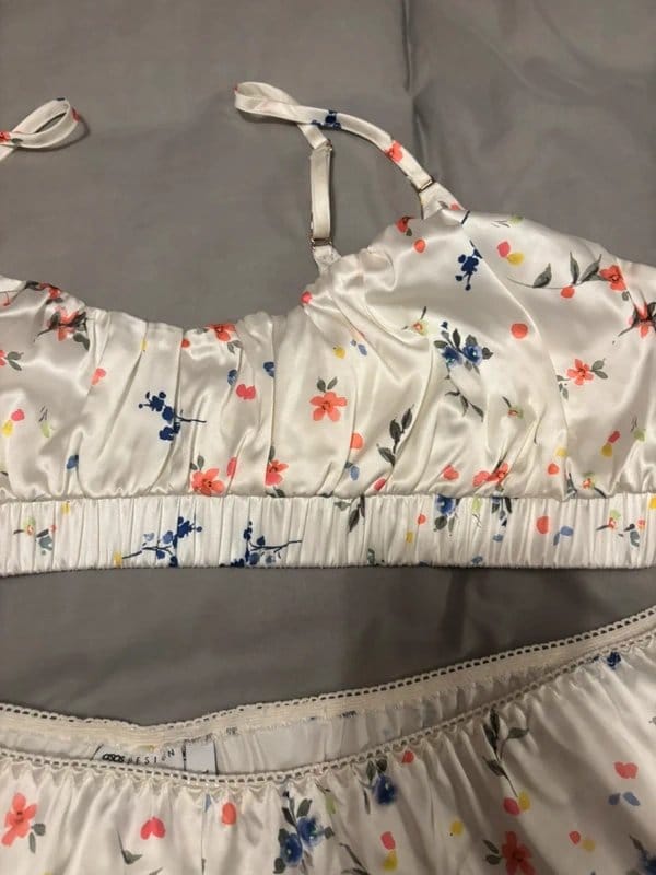 ASOS Floral Satin Coord Set: Bralette Top & Shorts